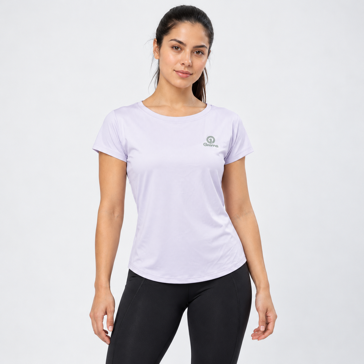 Blusa Japonesa IV lila para mujer, vista frontal con manga corta