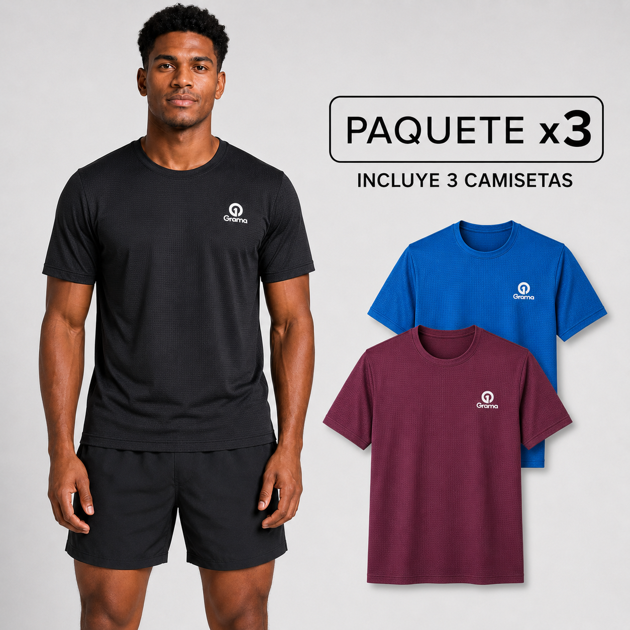 Paquete de 3 Camisetas Essentials Grama