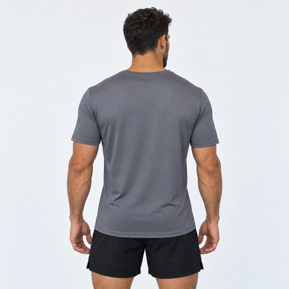 Camiseta deportiva Essentials Grama gris para hombre, vista posterior