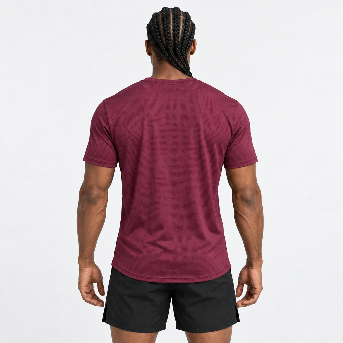 Camiseta deportiva Essentials Grama vino tinto para hombre, vista posterior