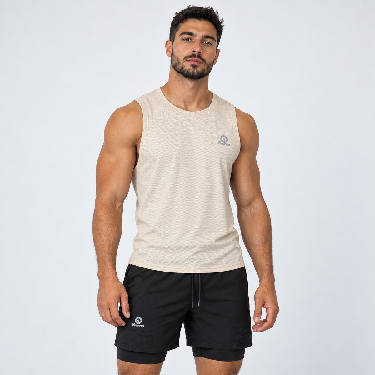 Camisilla Essentials beige para hombre incluida en G-Pack x3, vista frontal