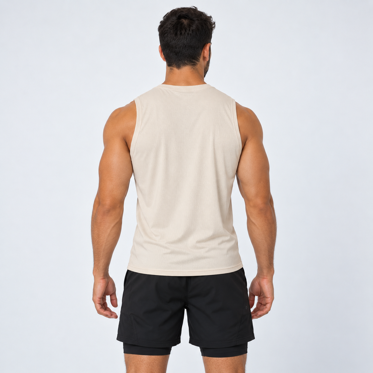 Camisilla Essentials beige para hombre incluida en G-Pack x3, vista posterior