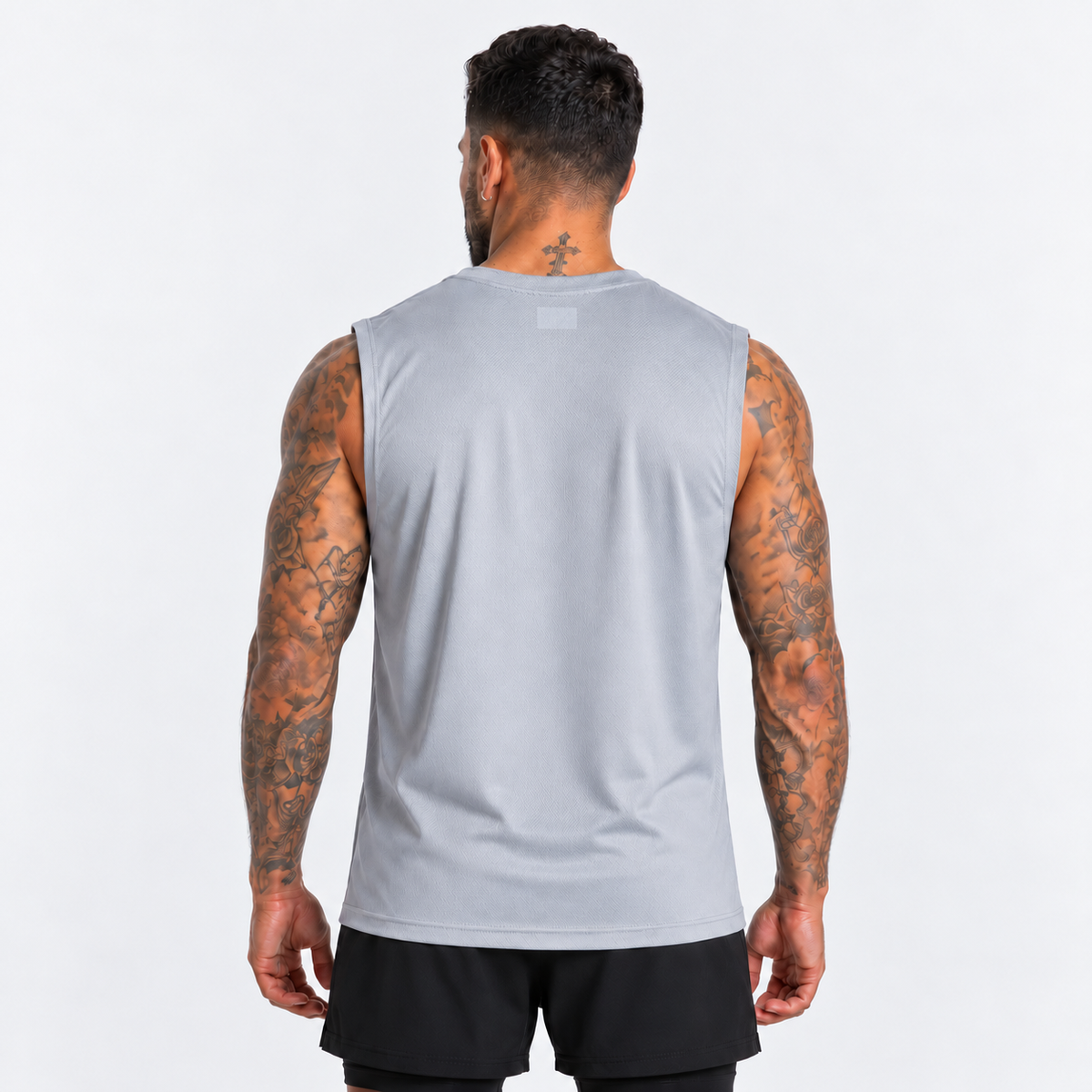 Camisilla Essentials gris para hombre incluida en G-Pack x3, vista posterior