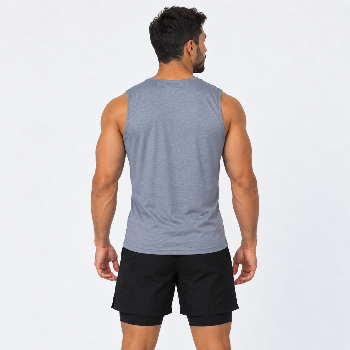 Camisilla Essentials gris para hombre incluida en G-Pack x3, vista posterior