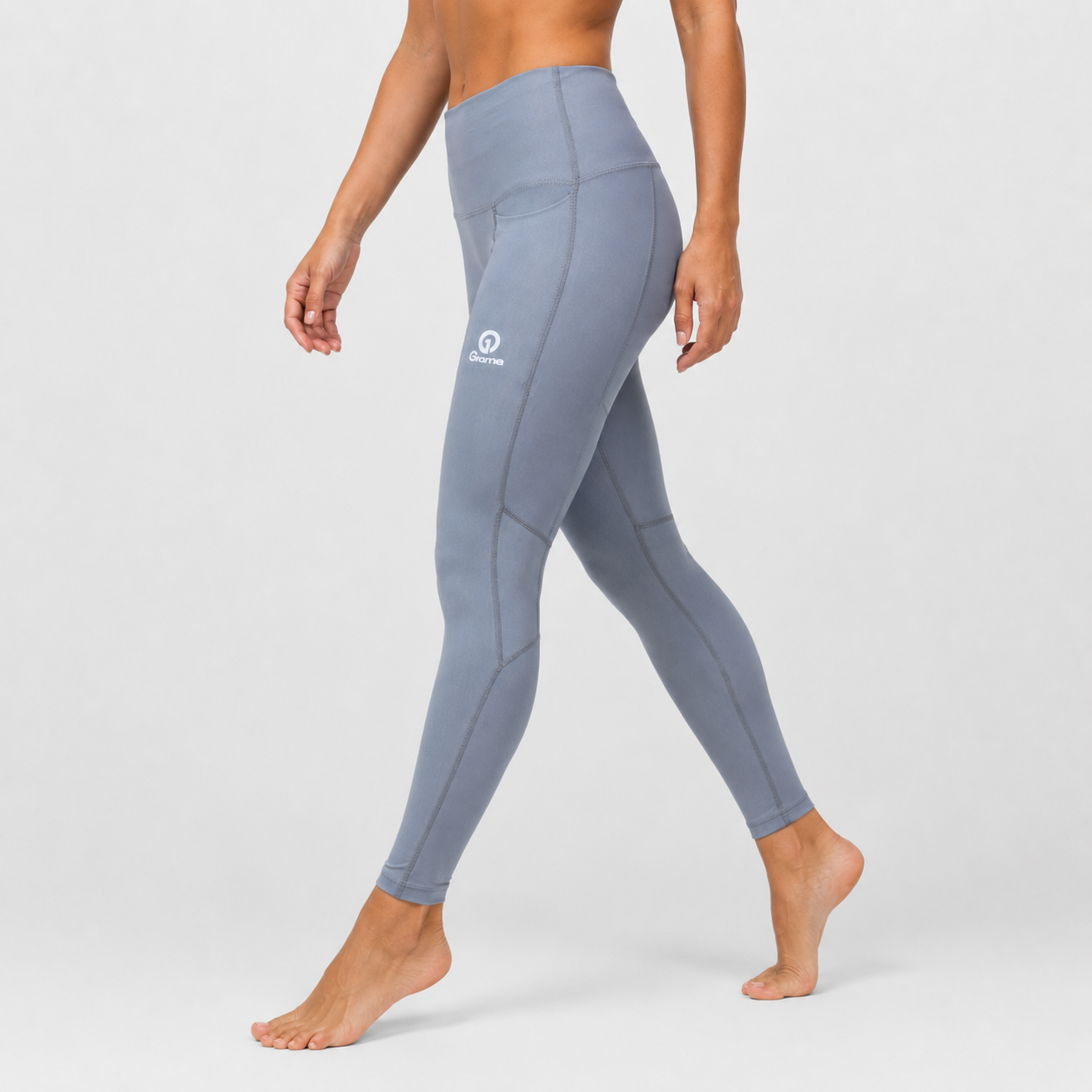 Leggings Cleiro 2 negro para mujer con bolsillo lateral vista lateral [color:gris]