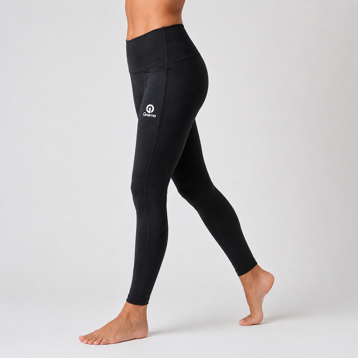 Leggings Cleiro 2 negro para mujer con bolsillo lateral vista lateral [color:negro]