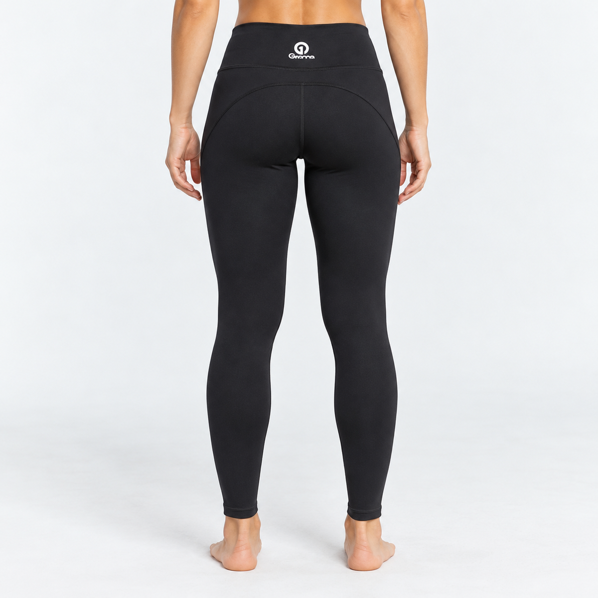 Licra Rose negra, vista posterior con logo Grama y costuras de contorno