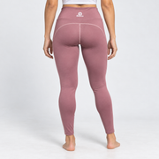 Licra Rose rosa, vista posterior con costuras de contorno y logo Grama