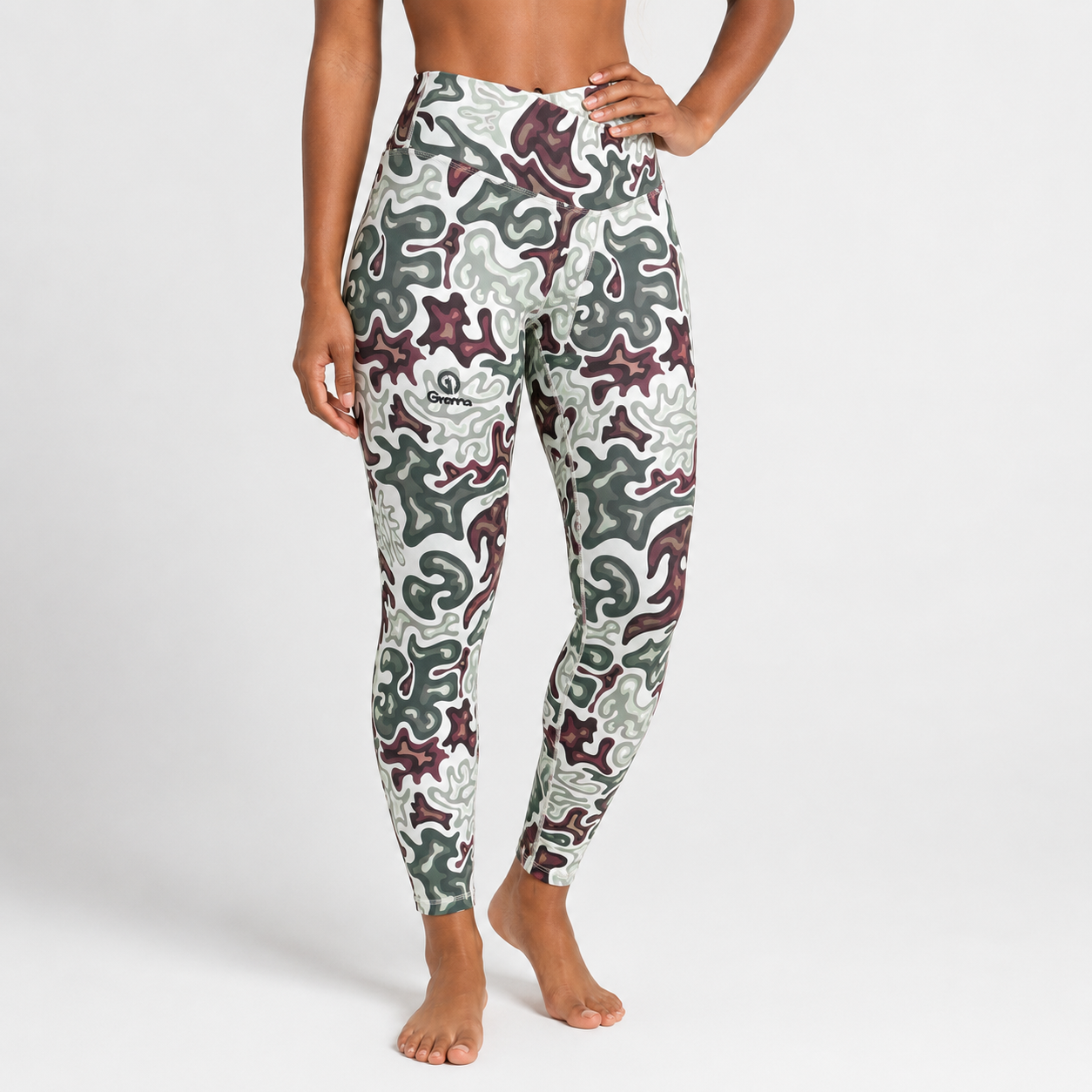 Conjunto Deportivo Sublimado para mujer, detalle frontal de leggings