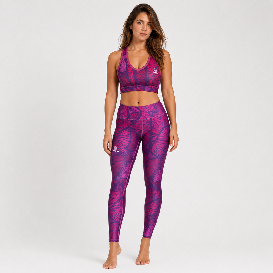 Conjunto Deportivo Sublimado 26 morado, vista frontal del conjunto de dos piezas