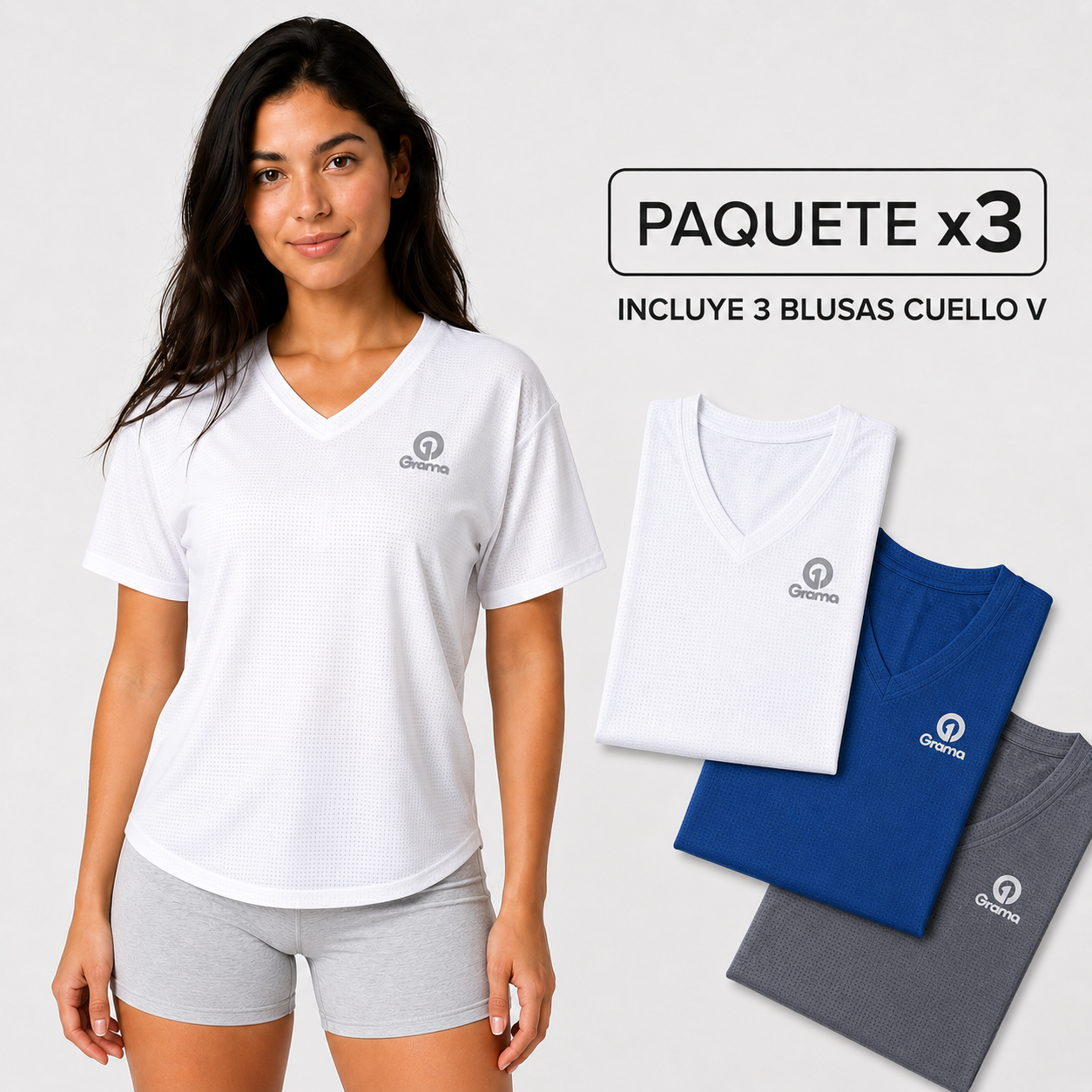 Paquete de 3 Blusas Essentials Cuello V
